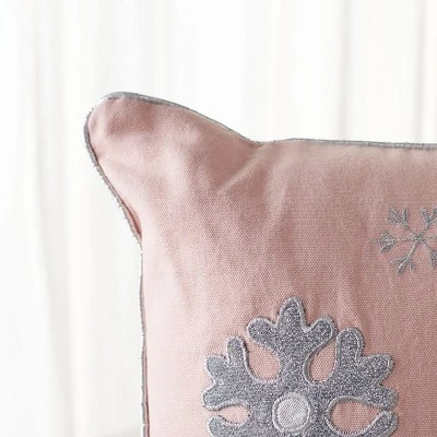 Sunderland Snowflake Pillow - Blush Pink - 18"x18" - Safavieh - Image 3