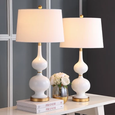 Set Of 2 Myla Table Lamp (Includes LED Light Bulb) White/Gold Leaf - Safavieh - Image 3