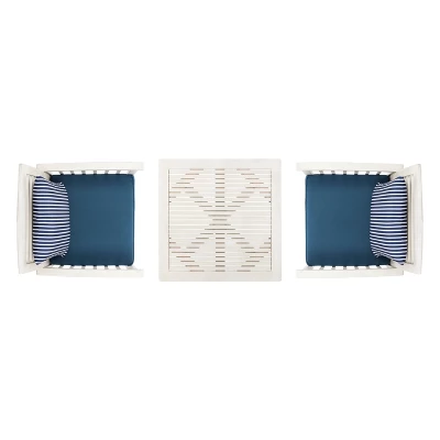 Pate 3pc Bistro Set - White/Navy - Safavieh - Image 5