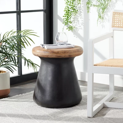 Button Indoor/Outdoor Modern Concrete Round Accent Table - Safavieh