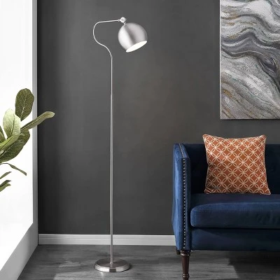 Elijah Iron Floor Lamp (Includes LED Light Bulb) Brushed Nickel - Safavieh - Image 3