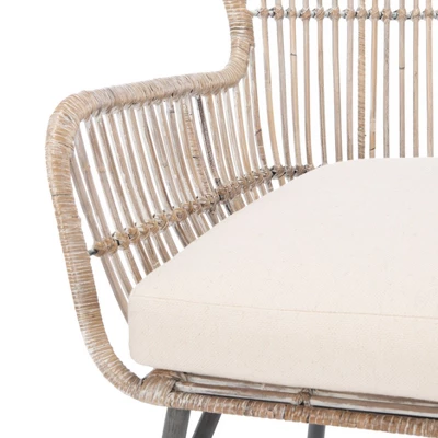 Lenu Rattan Accent Chair W/ Cushion - Grey White Wash/White/ Black - Safavieh - Image 8