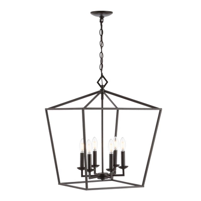 Velsa 6Lt Pendant - Oil Rubbed Bronze (Black) - Safavieh - Image 2