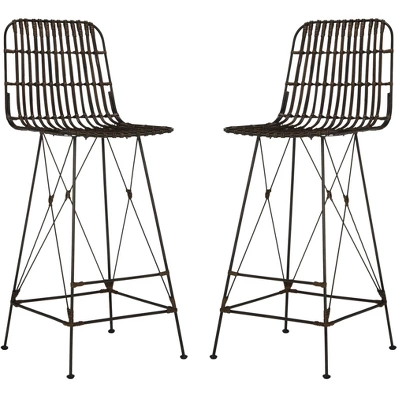 Minerva Wicker Bar Stool (Set Of 2) - Safavieh - Image 9