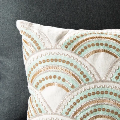 Kadri Pillow - Beige/Teal/Gold - 12" X 20" - Safavieh - Image 2