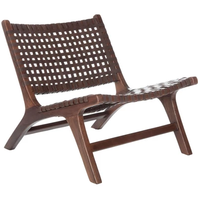 Luna Leather Woven Accent Chair - Safavieh - Image 10