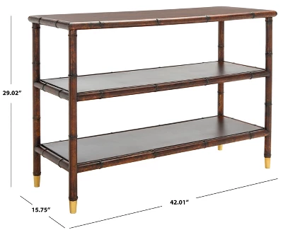 Tudor 2 Shelf Console Table - Dark Brown/Gold - Safavieh - Image 6