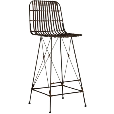 Minerva Wicker Bar Stool (Set Of 2) - Safavieh - Image 2
