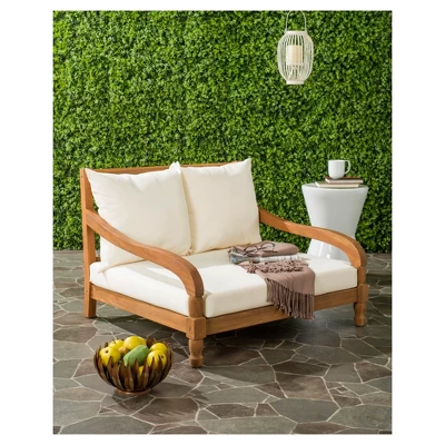 Pomona Lounger - Teak Brown / Beige - Safavieh - Image 2