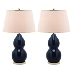 (Set Of 2) 26.5" Jill Double- Gourd Ceramic Lamp Navy (Includes CFL Light Bulb) - Safavieh